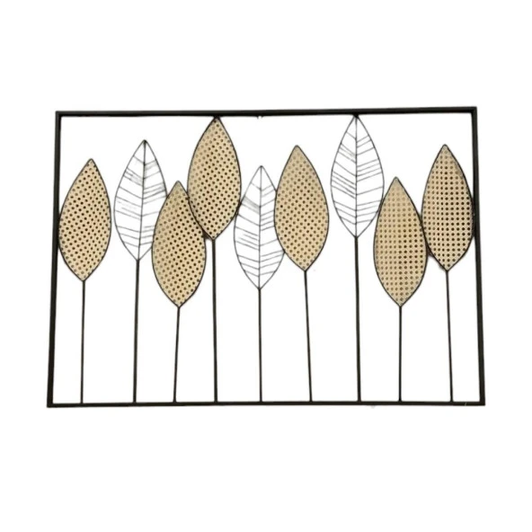 T.Concept Dekoratif Şık Yaprak Desenli Metal Gold Tablo 100 cm ürün görseli 1
