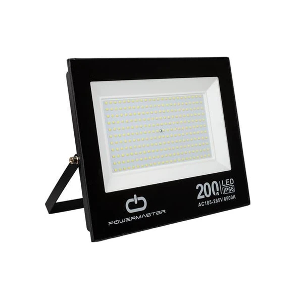Powermaster PM-22583 200 Watt - 220 Volt Beyaz 6500K IP66 120* Işık Açısı Siyah Slim Kasa Led Projektör ürün görseli 1