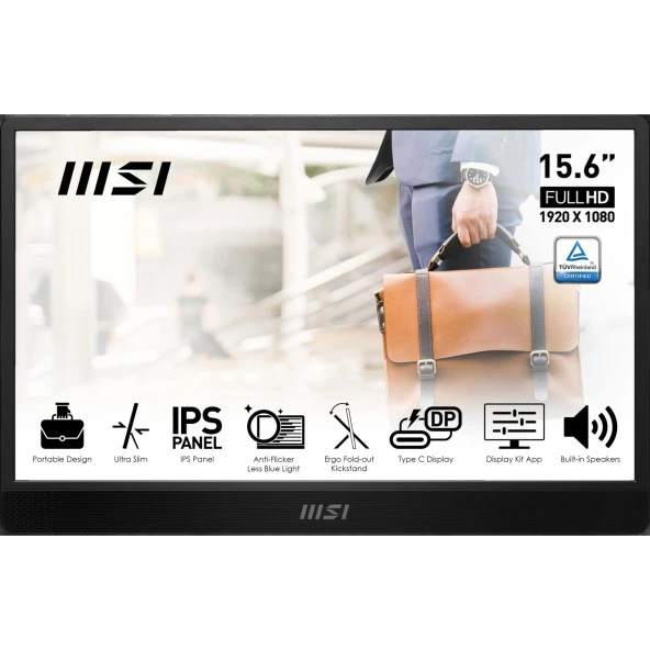 Msı 15.6 Pro Mp161 E2 1920X1080 Fhd 16:9 Flat Ips 60Hz 4Ms Adaptıve-Sync Portatıf Monıtor ürün görseli 1