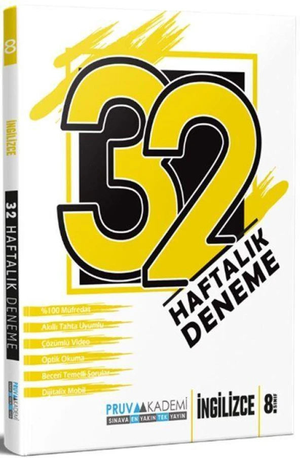 8. Sınıf İngilizce 32 Haftalık Deneme Pruva Akademi ürün görseli 1