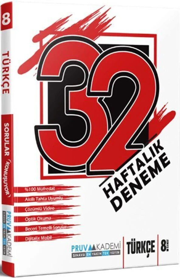 8. Sınıf Türkçe 32 Haftalık Deneme Pruva Akademi ürün görseli 1