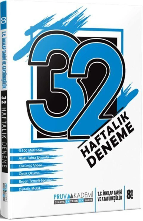 8. Sınıf T.C. İnkılap Tarihi ve Atatürkçülük 32 Haftalık Deneme Pruva Akademi ürün görseli 1