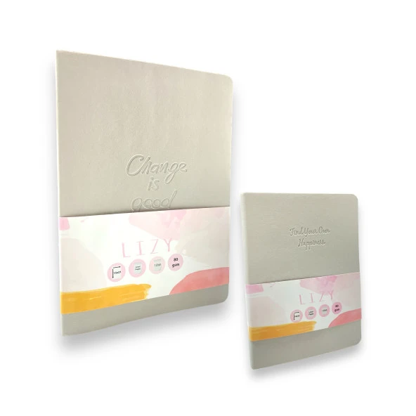 Lizy Velur Soft Esnek Kapak Çizgili Defter Set ( 2 adet defter) ürün görseli 1