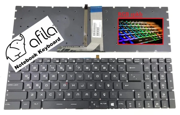 MSI MS-1793 msi Uyumlu Notebook Klavye (Siyah TR) V1 / RGB ışıklı ürün görseli 1