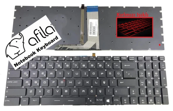 MSI GP63 Leopard 8RE-235XTR, 8RD, 8RE msi Uyumlu Notebook Klavye (Siyah TR) V1 / Kırmızı ışıklı ürün görseli 1