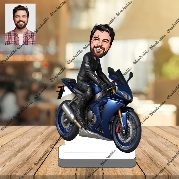 Bay Motorcu 3D Ahşap Biblo,Sevgiliye Hediye,Doğum Günü Hediyesi ürün görseli 1