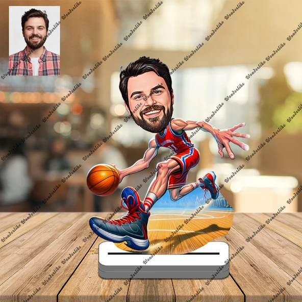 Basketbolcu 3D Ahşap Biblo,Sevgiliye Hediye,Doğum Günü Hediyesi ürün görseli 1