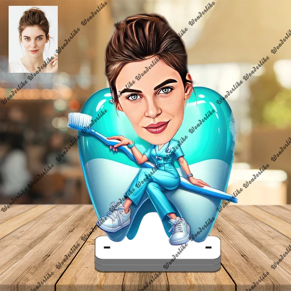 Bayan Diş Doktoru 3D Ahşap Biblo,Sevgiliye Hediye,Doğum Günü He ürün görseli 1