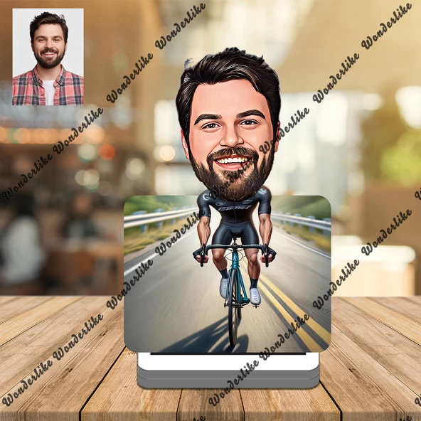 Bisiklete Binen Adam 3D Ahşap Biblo,Sevgiliye Hediye,Doğum Günü Hediyesi ürün görseli 1