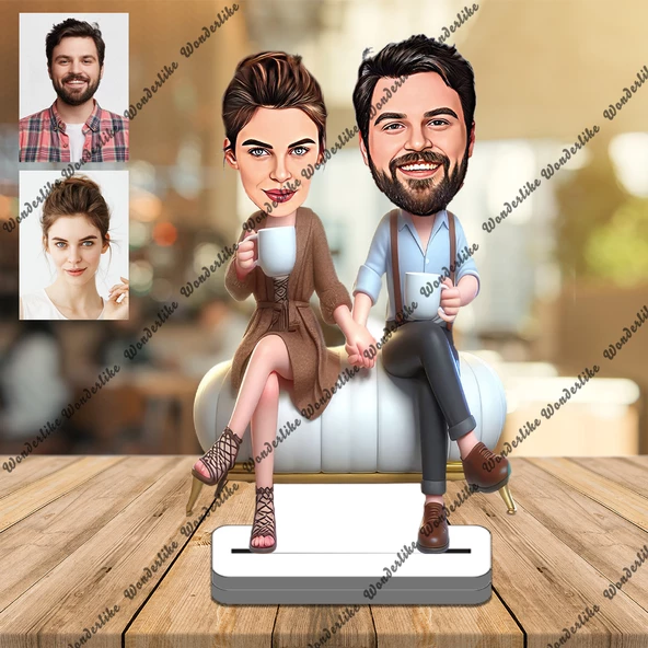 Mutlu Çift 3D Ahşap Biblo,Sevgiliye Hediye,Doğum Günü Hediyesi ürün görseli 1