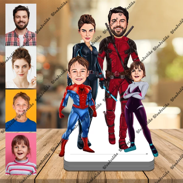 Örümcek Adam Ve Ailesi 3D Ahşap Biblo,Sevgiliye Hediye,Doğum Gü ürün görseli 1
