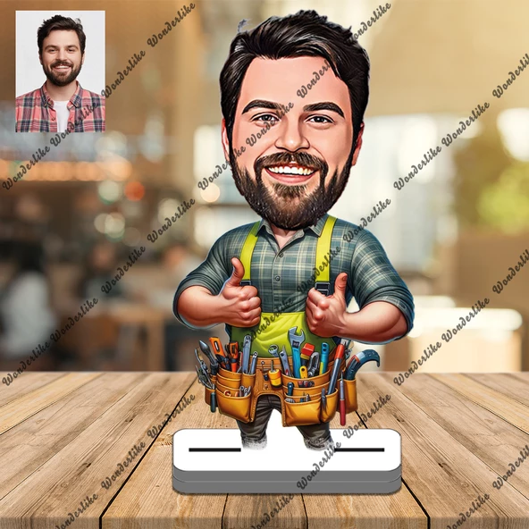 Tesisat Ustası 3D Ahşap Biblo,Sevgiliye Hediye,Doğum Günü Hedi ürün görseli 1