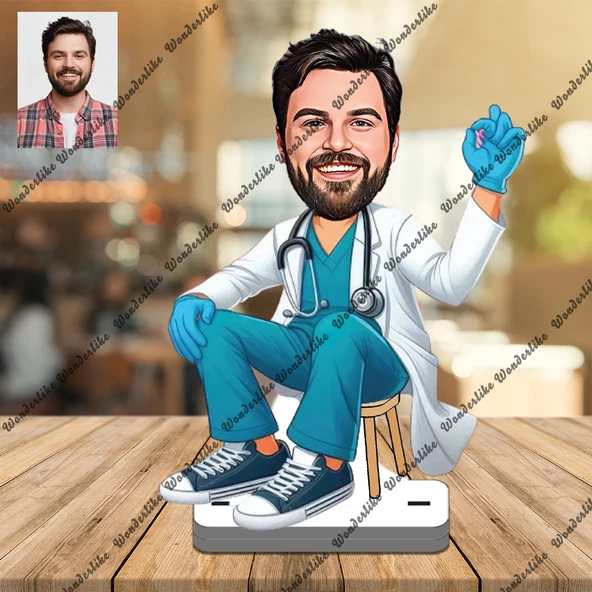 Sağlık Görevli 3D Ahşap Biblo,Sevgiliye Hediye,Doğum Günü Hediy ürün görseli 1