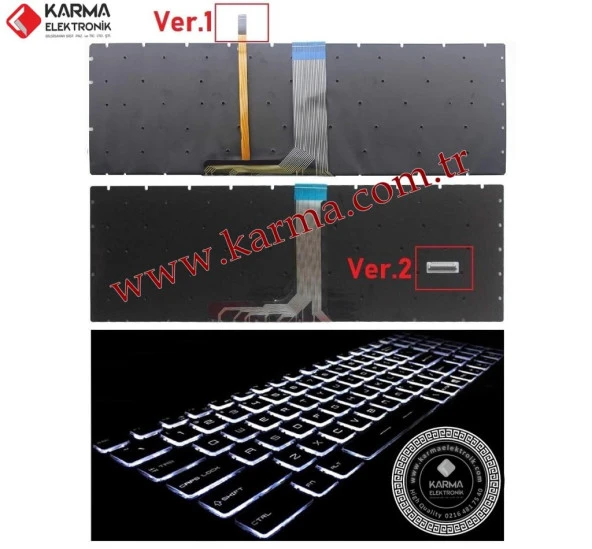 MSI GL75 Leopard 10SDR-086TR msi Uyumlu Notebook Klavye (Siyah TR) V1 / Beyaz ışıklı ürün görseli 1