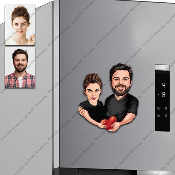 Evli Mutlu Tasarımlı Buzdolabı Magneti/Resim Gönder Magnet Olsun ürün görseli 1