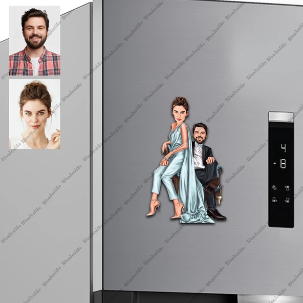 Bay Bayan Tasarımlı Buzdolabı Magneti/Resim Gönder Magnet Olsun ürün görseli 1