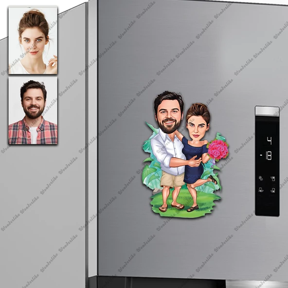 Evli Çift Tasarımlı Buzdolabı Magneti/Resim Gönder Magnet Olsun ürün görseli 1
