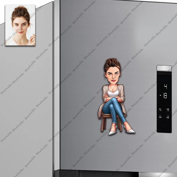 Tek Kişilik Bayan Tasarımlı Buzdolabı Magneti/Resim Gönder Magnet Olsun ürün görseli 1