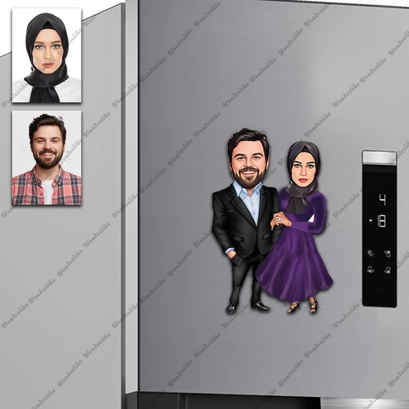 Karı Koca Tasarımlı Buzdolabı Magneti/Resim Gönder Magnet Olsun ürün görseli 1