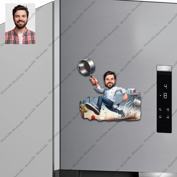 Aşçı Şef Tasarımlı Buzdolabı Magneti/Resim Gönder Magnet Olsun ürün görseli 1