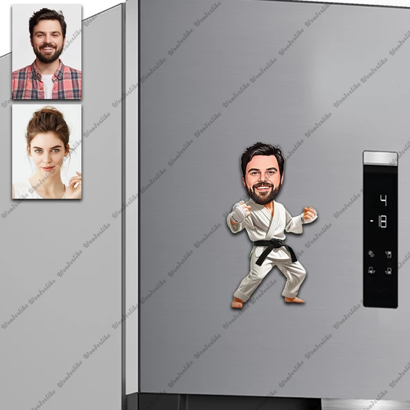 Kareteci Siyah Kuşak Tasarımlı Buzdolabı Magneti/Resim Gönder Magnet Olsun ürün görseli 1