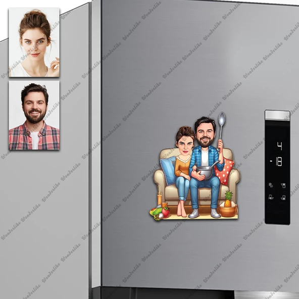 Gurme Ailesi Tasarımlı Buzdolabı Magneti/Resim Gönder Magnet Olsun ürün görseli 1