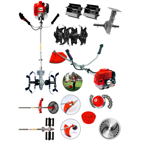 Wacker Pro Germany Timewerth 20 HP Yan Tipi Ot Çim Çalı Biçme Tırpanı+Toprak Eşeleme Aparatı+Akrobat Çapa Aparatı ürün görseli 1