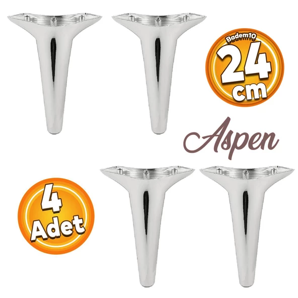 Aspen Lüks Mobilya Kanepe Tv Ünitesi Konsol Koltuk Ayağı Krom Baza Ayakları 24 Cm (4 ADET) ürün görseli 1