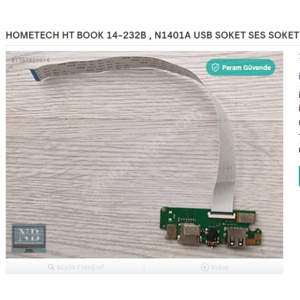 HOMETECH HT BOOK 14-232B , N1401A USB SOKET SES SOKET ürün görseli 1