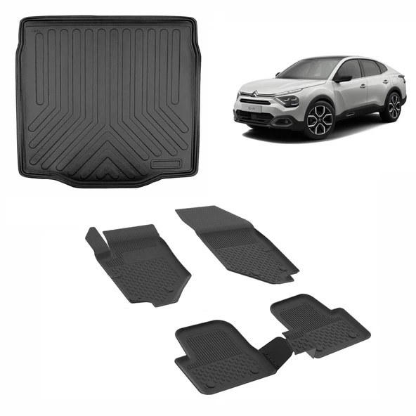 Citroen C4 X 2021 Sonrası  Sahler 4.5D Paspas ve Rizline 3D Bagaj Havuzu Siyah ürün görseli 1