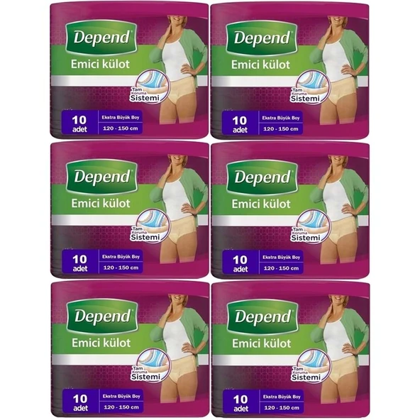 Depend Emici Külot Yetişkin Bezi XL - Extra Büyük Kadın 60 Adet (6PK*10) ürün görseli 1