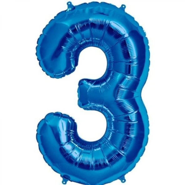 3 Rakam Mavi Folyo Balon 34 inç 80 cm ürün görseli 1