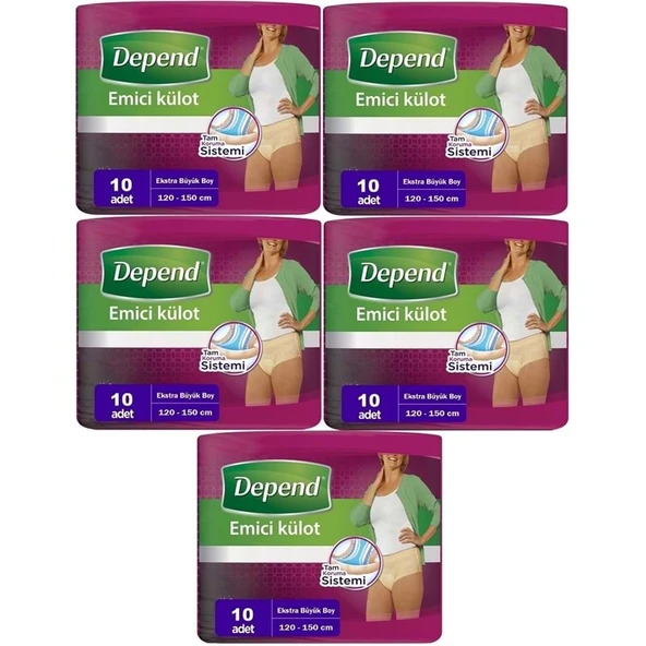 Depend Emici Külot Yetişkin Bezi XL - Extra Büyük Kadın 50 Adet (5PK*10) ürün görseli 1