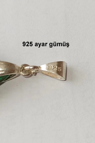 Malahit, Malakit Kolye Ucu Gümüş Malzemeli 400-M4 - Resim 3