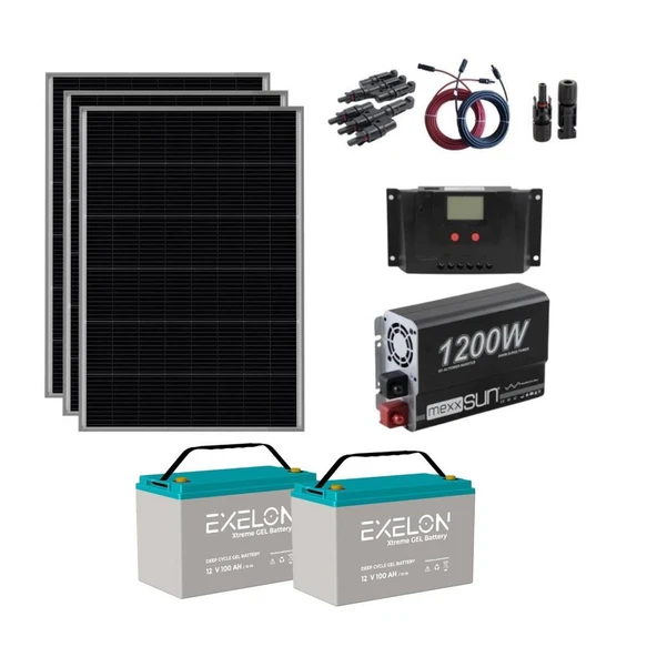 Lexron Mini Bağ Evi Güneş Enerjisi Solar Paketi 1200W Inverter 170W Güneş Paneli Paket 3 ürün görseli 1