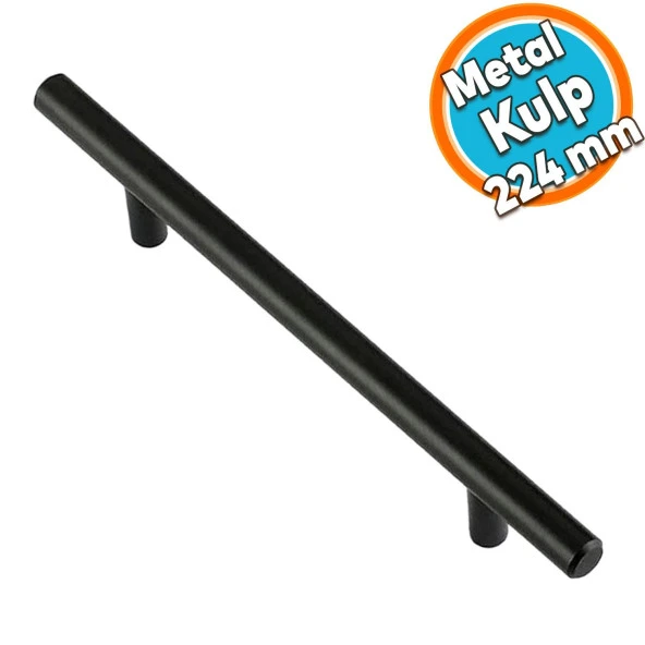 Mobilya Mutfak Çekmece Dolap Kapak Kulpu Kulbu 224 mm Mat Siyah Metal Kulp ürün görseli 1