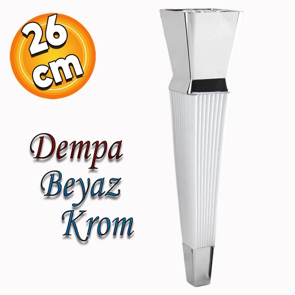 Dempa Lüks Mobilya Oturma Grubu Kanepe Tv Ünitesi Konsol Koltuk Ayağı Baza Ayakları Beyaz Krom 26 Cm ürün görseli 1