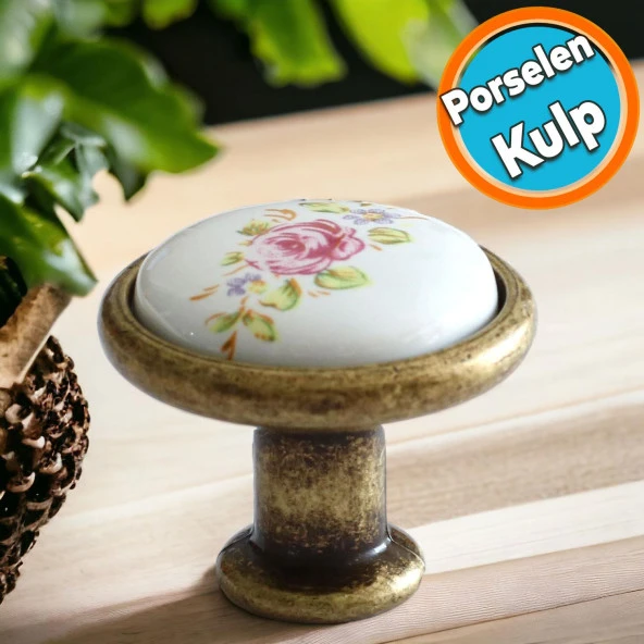 Porselen Kulp Çiçekli Düğme Mobilya Mutfak Dolabı Çekmece Dolap Kulpları Kapak Kulpu Kulbu ürün görseli 1