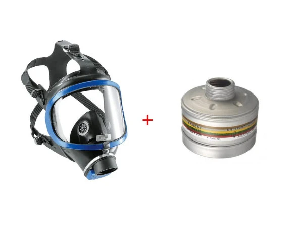 Drager 6300 Tam Yüz Gaz Maskesi+Drager A2B2E2K2HgP3 R D (KBRN FİLTRE) Filtre ürün görseli 1