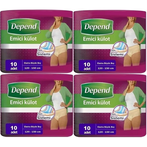 Depend Emici Külot Yetişkin Bezi XL - Extra Büyük Kadın 40 Adet (4PK*10) ürün görseli 1