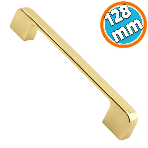 Mobilya Kulp  Mutfak Dolabı Çekmece Dolap Kulpları Kapak Kulpu Kulbu Gold Altın 128 mm Metal ürün görseli 1