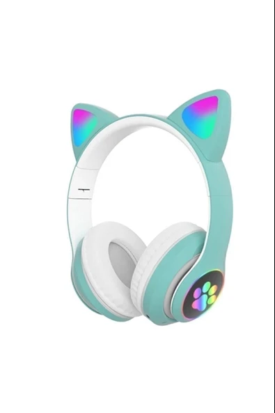 Su Yeşili Vilya Kedi Kulaklığı LED Işıklı, Bluetooth, Çocuk ve Gençler İçin ürün görseli 1