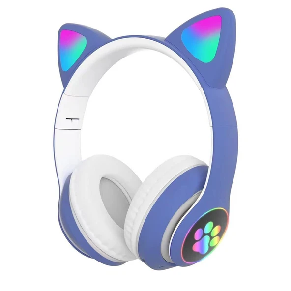 Mavi Vilya Kedi Kulaklığı LED Işıklı, Bluetooth, Çocuk ve Gençler İçin ürün görseli 1