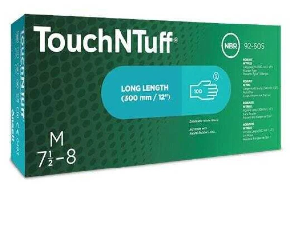 Ansell TouchNTuff 92-605 (300MM/12'')Kimyasal Sıçramalara Karşı D. Nitril Eldiven  (S) BEDEN ürün görseli 1