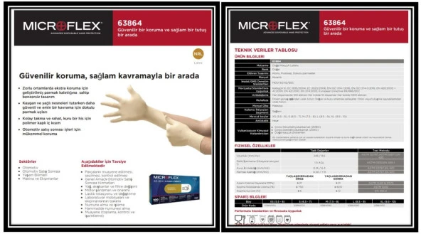 Ansell MICROFLEX® 63-864 Koruyucu Eldiven L BEDEN ürün görseli 1