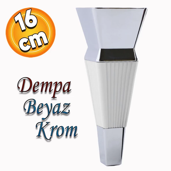 Dempa Lüks Mobilya Oturma Grubu Kanepe Sehpa TV Ünitesi Koltuk Ayağı Baza Ayakları Beyaz Krom 16 cm ürün görseli 1