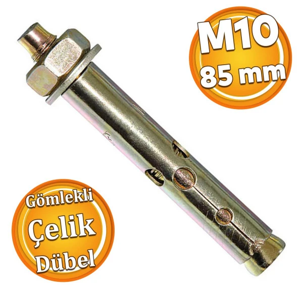 Saplamalı Gömlek Çelik Dübel M10x85 mm Raf Montaj Bağlantı Zemin Monte Tavan Beton Asma Aparat ürün görseli 1
