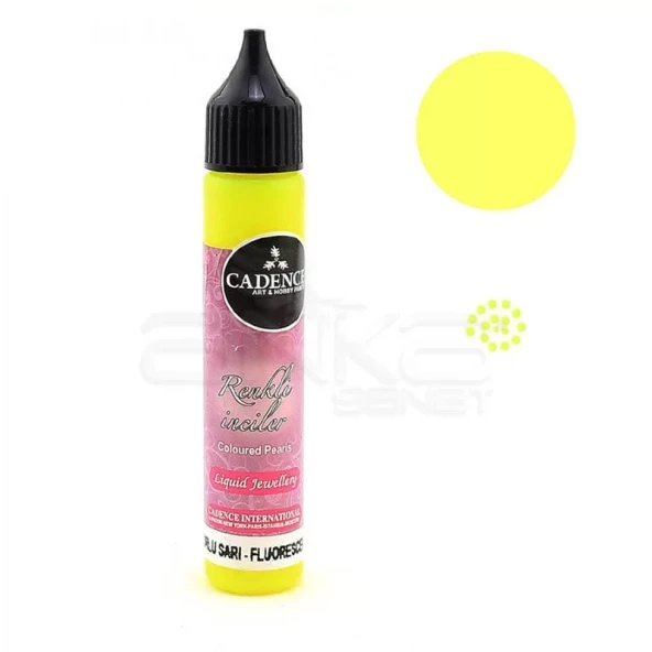 Cadence Renkli İnciler Boyutlu Boya 573 Fosforlu Sarı 25ml ürün görseli 1