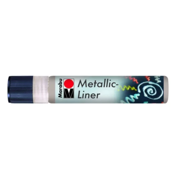 Marabu Metallic Liner Boyutlu Boncuk Boyası 25ml No:782 Metalik Gümüş ürün görseli 1
