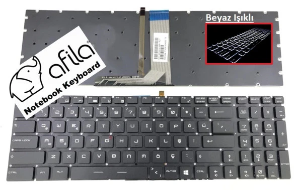 MSI GS72 Stealth Pro(4K) 6QE-099TR msi Uyumlu Notebook Klavye (Siyah TR) V1 / Beyaz ışıklı ürün görseli 1